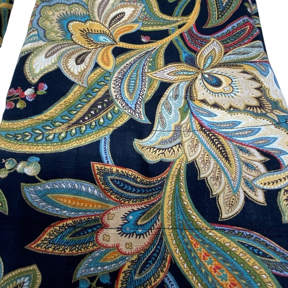 Biltmore Belk Floral Paisley Window Valances Set of 2 Black Multi‎ Cotton Blend - Picture 8 of 14